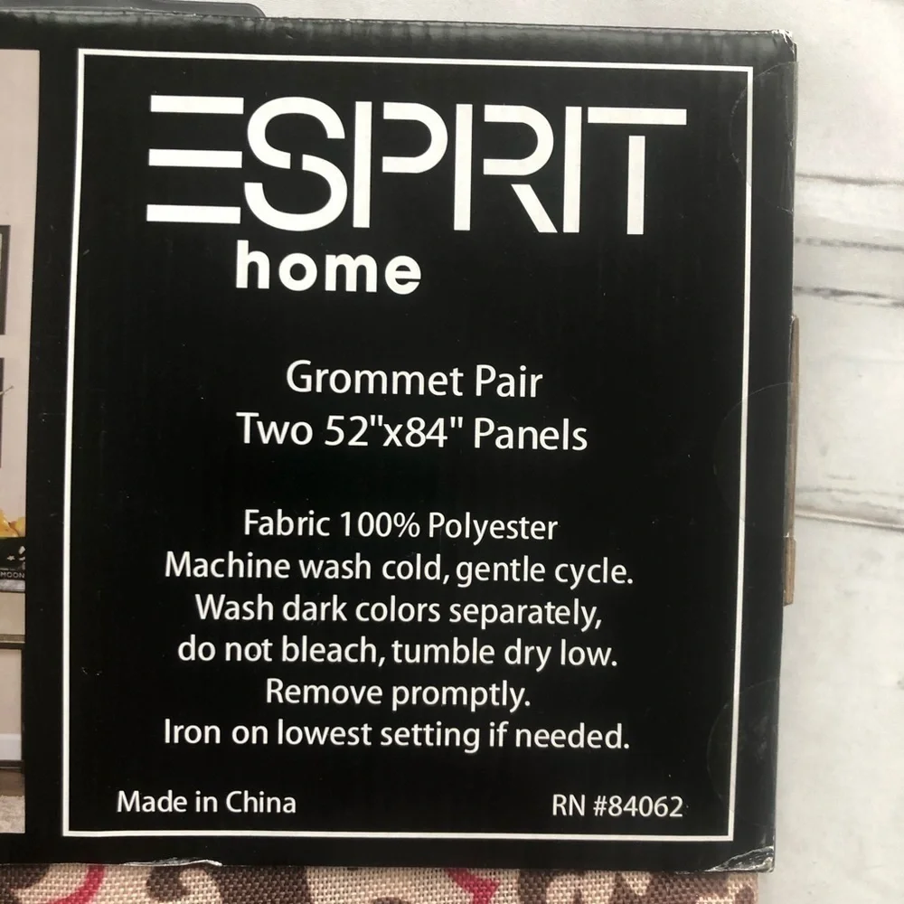 New 𝅺ESPRIT grommet Window Panels Drapes set brown print Retro style new